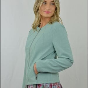 Jessica Graaf Jacket Light Green Pleather Faux Leather  SZ XXL